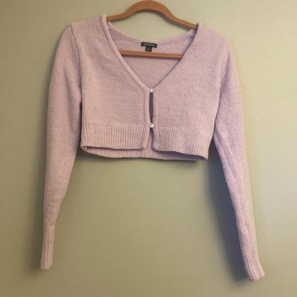 💜Wild fable Lavender Knit Terrycloth Cropped cardigan size medium - Picture 1 of 6